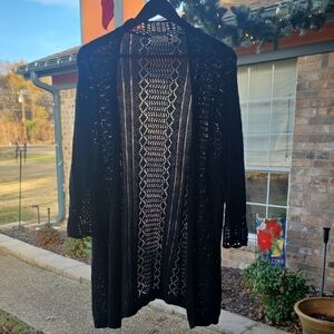 Kim Rogers Black Open-Knit Cardigan